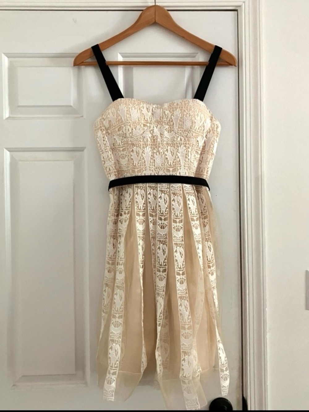 MareMare Anthropologie Ivory Cream Lace Corset Mini Dress Size Small